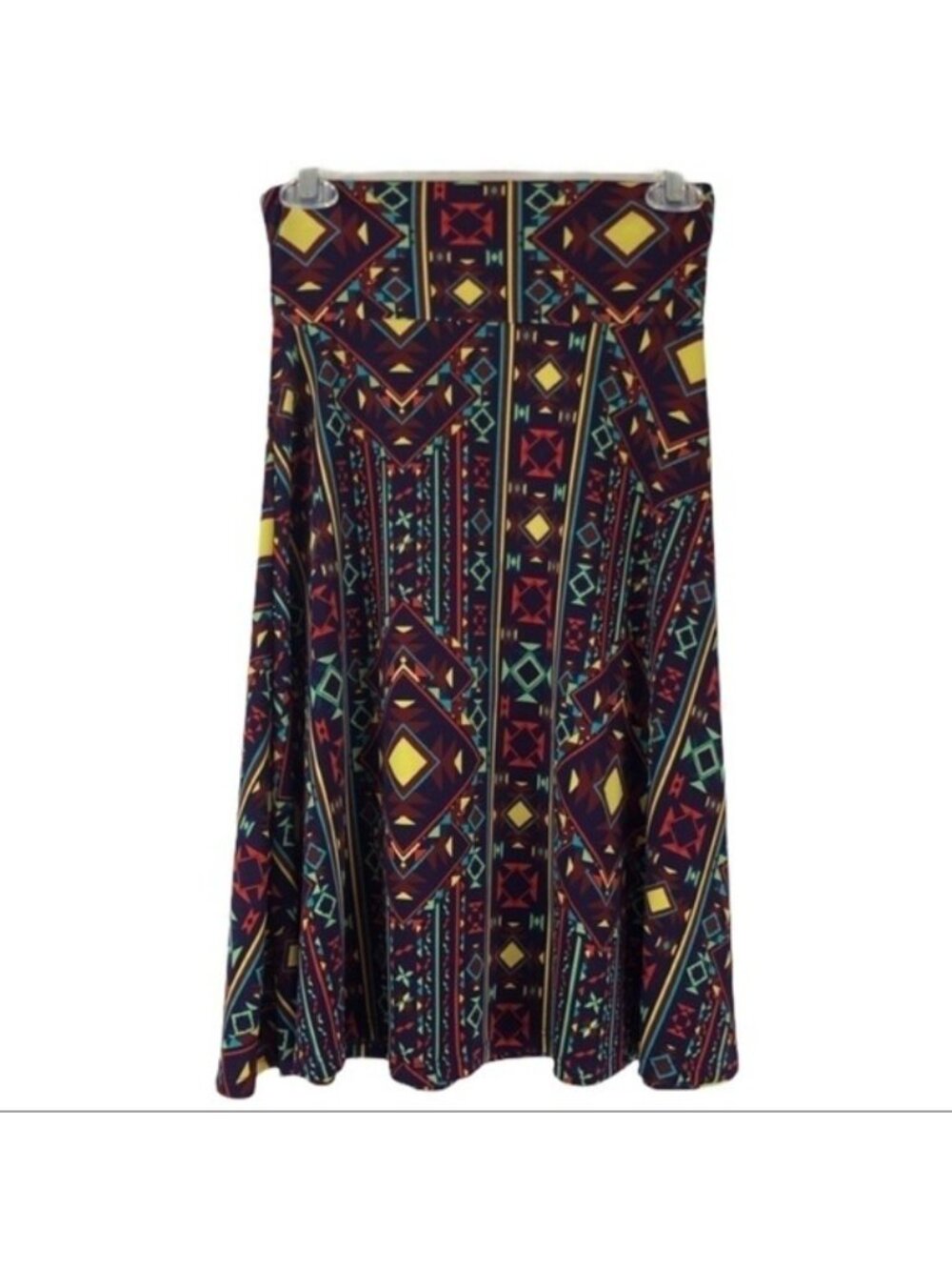 Multicolor A-Line Flowy Fall Skirt Geometric Print Size XS